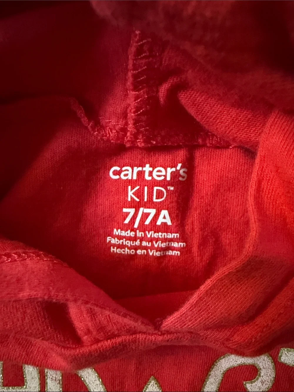 Kids' Red Hooded Top - Lead With Love size 7 kids